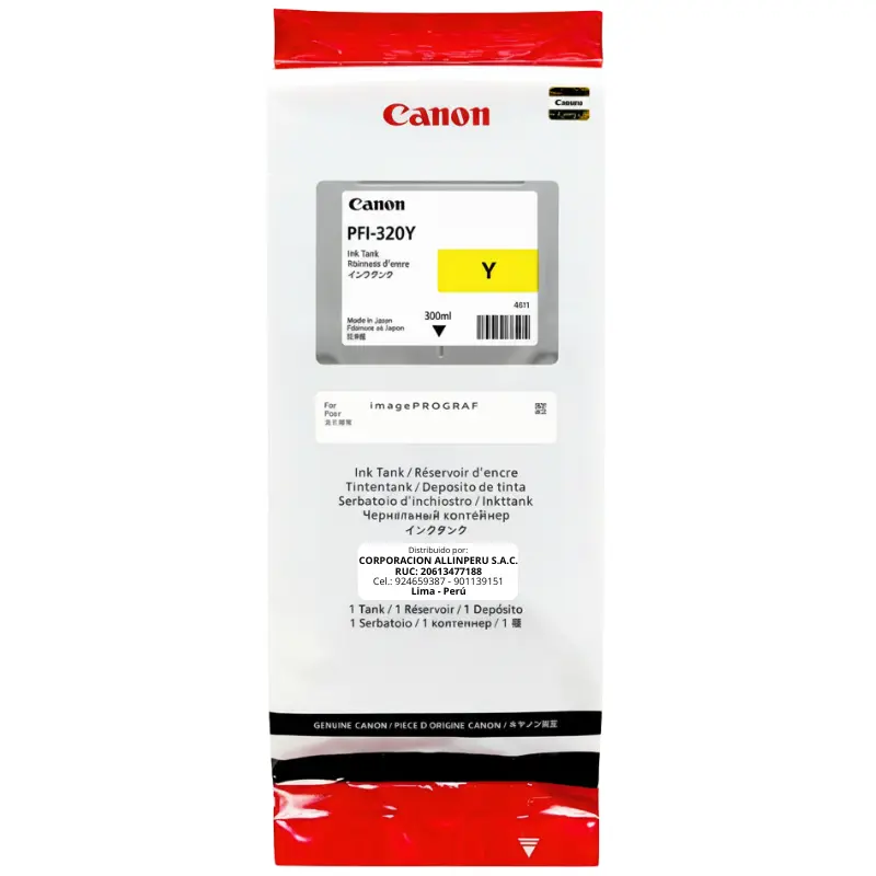 Tinta Canon PFI-320Y Yellow 300ML Original Tinta Canon PFI-320Y Yellow 300ML Original