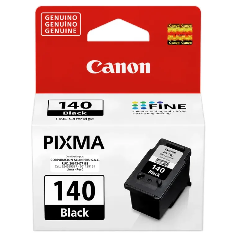 Tinta Canon PG-140 negro original cartucho frontal