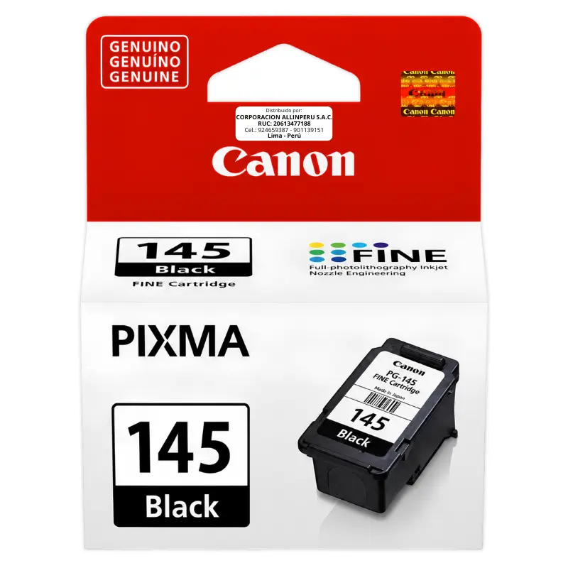 Tinta Canon PG-145 Negro 8ml cartucho original frontal