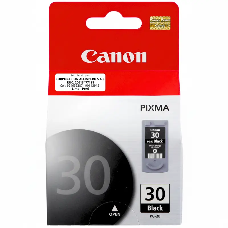 Tinta Canon PG-30 Negro para iP1800, iP1900, MP140, MP190