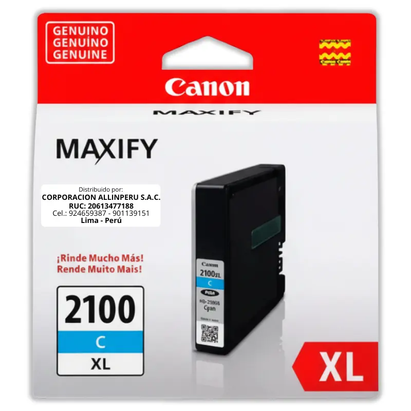 Tinta Canon PGI-2100XL Cian original alta capacidad 70.9 ML