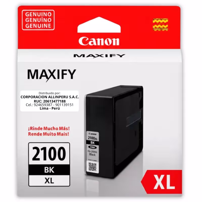 Tinta Canon PGI-2100XL Negro original alta capacidad 29 ML