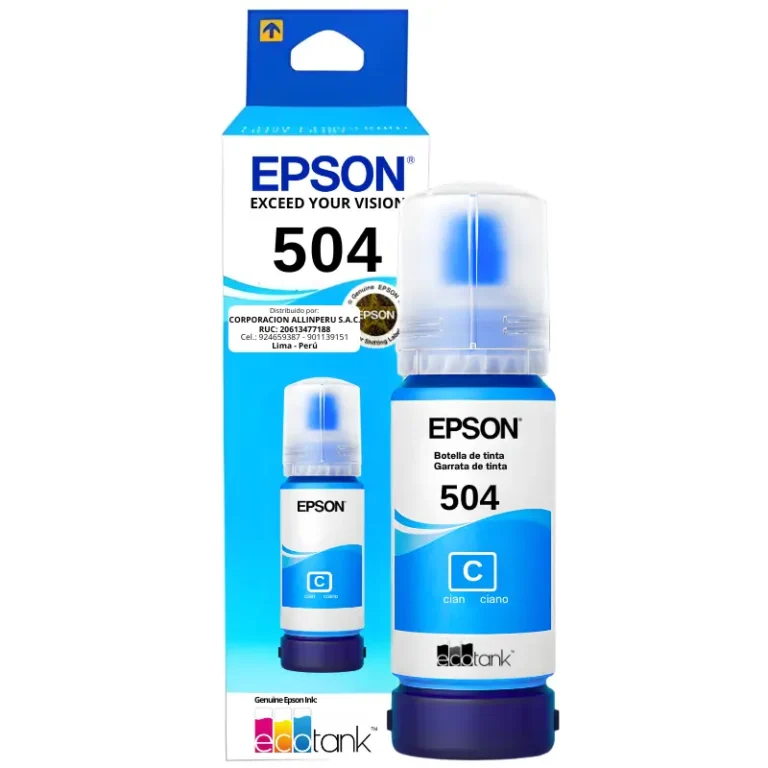 Tinta Epson 504 cian T504220-AL original 65 ml para EcoTank