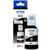 Foto de tinta Epson 504 negro T504120-AL botella 65 ml sobre fondo blanco