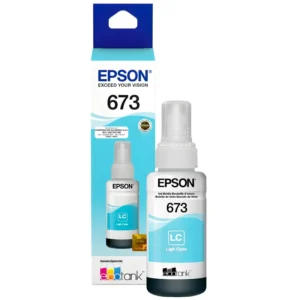 Tinta original Epson T673520 light cian 70 ml frente blanco