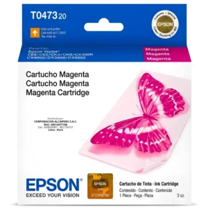 Cartucho tinta Epson T047320 Magenta T0473 vista frontal sellado de fábrica