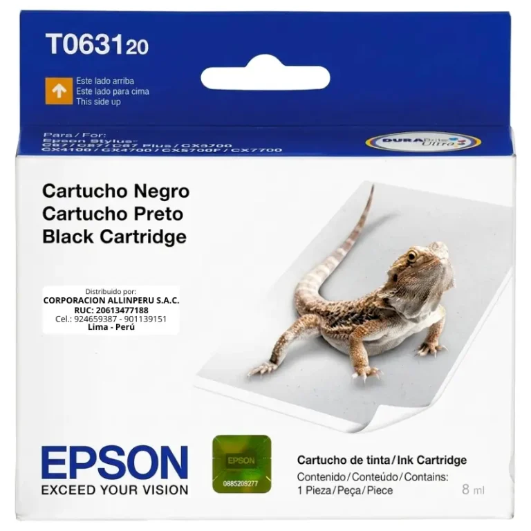 Foto de tinta Epson T0631 negro original sellada de fábrica vista frontal