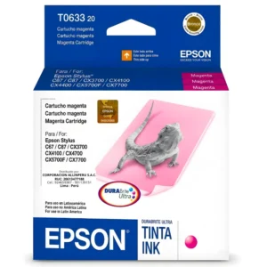Foto de tinta Epson T0633 magenta original sellada de fábrica vista frontal