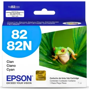 Tinta Epson T082220 cyan original sellada vista frontal
