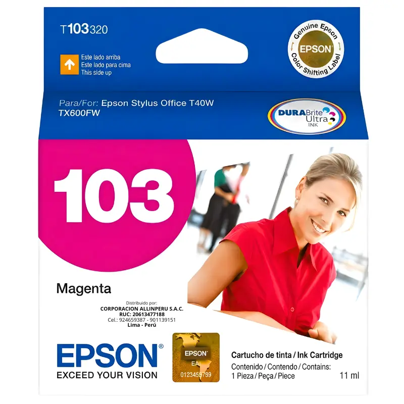 Tinta Epson T103320 magenta original sellada vista frontal