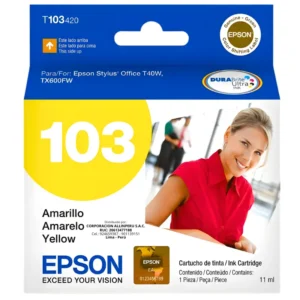 Tinta Epson T103420 amarillo original sellada vista frontal