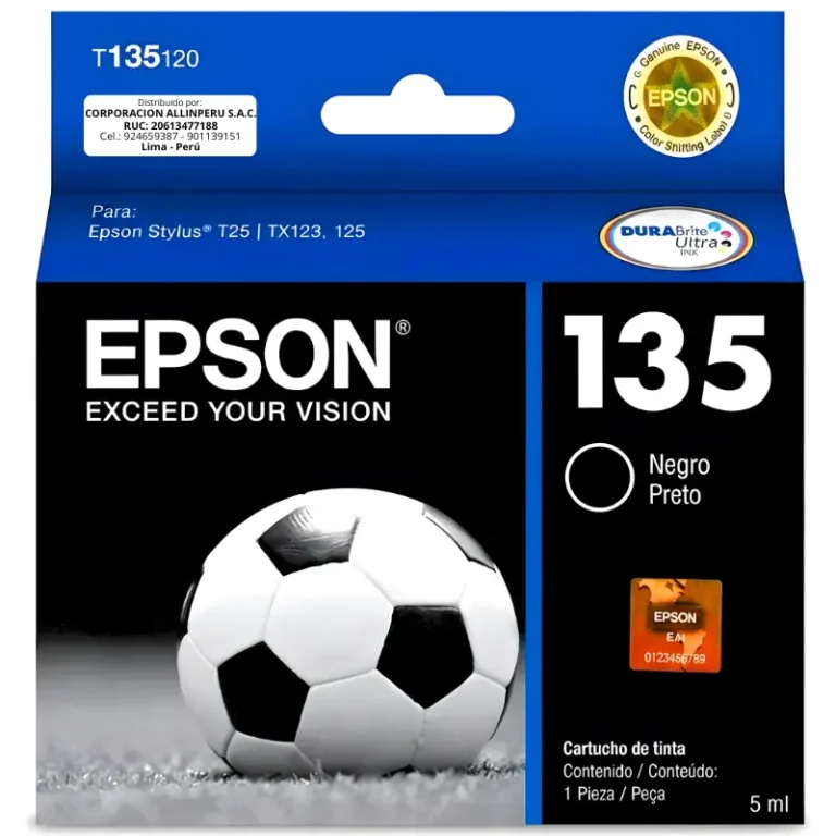 Tinta Epson T135120 original negra para Stylus TX135 sobre fondo blanco