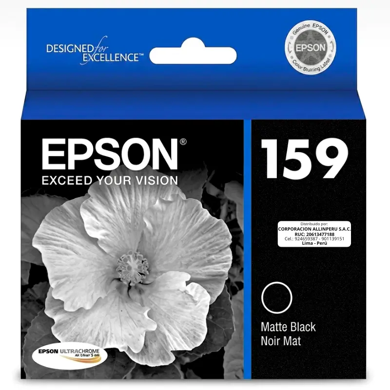 Foto de tinta Epson T159820 Matte Negro 159 17ml original sellada de fábrica