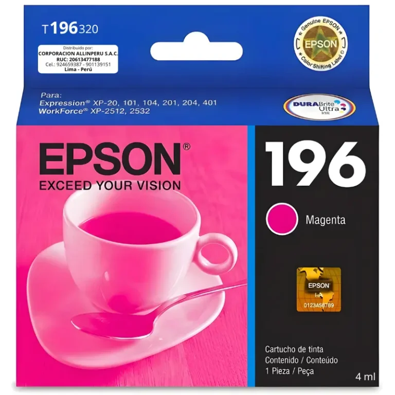 Tinta Epson T196320 magenta original sellada de fábrica vista frontal