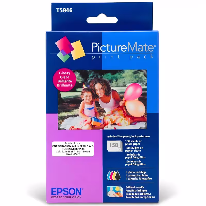 Foto de tinta Epson T5846 cartucho original sellado fondo blanco