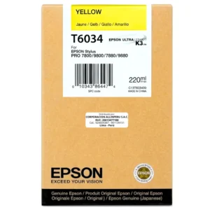 Foto de cartucho Epson T603400 Yellow 220ml frontal fondo blanco
