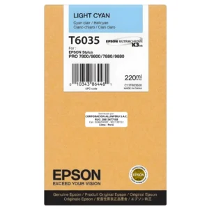 Foto de cartucho Epson T603500 Light Cyan 220ml frontal fondo blanco