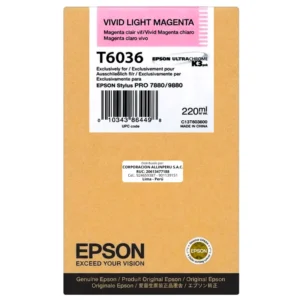 Foto de cartucho Epson T603600 Light Magenta 220ml frontal fondo blanco