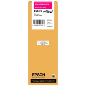 Cartucho de tinta Epson T6063 Magenta 220ml original UltraChrome K3 vista frontal