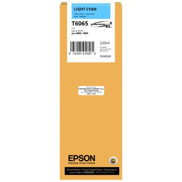 Cartucho de tinta Epson T6065 Light Cyan 220ml UltraChrome K3 original sellado