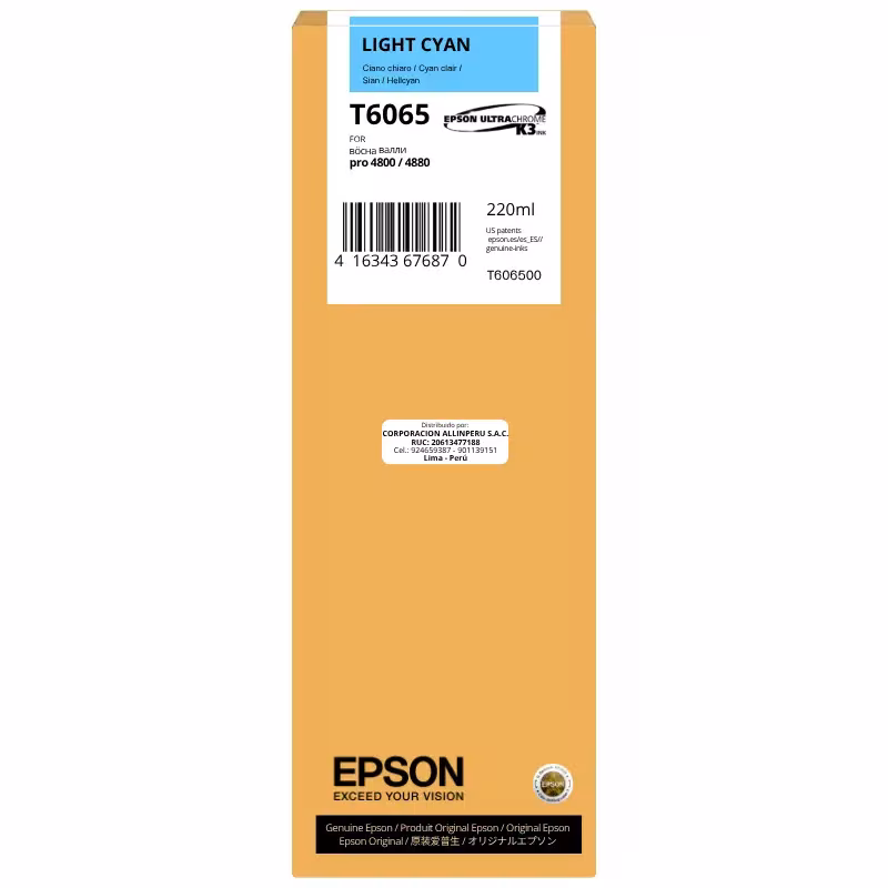Cartucho de tinta Epson T6065 Light Cyan 220ml UltraChrome K3 original sellado
