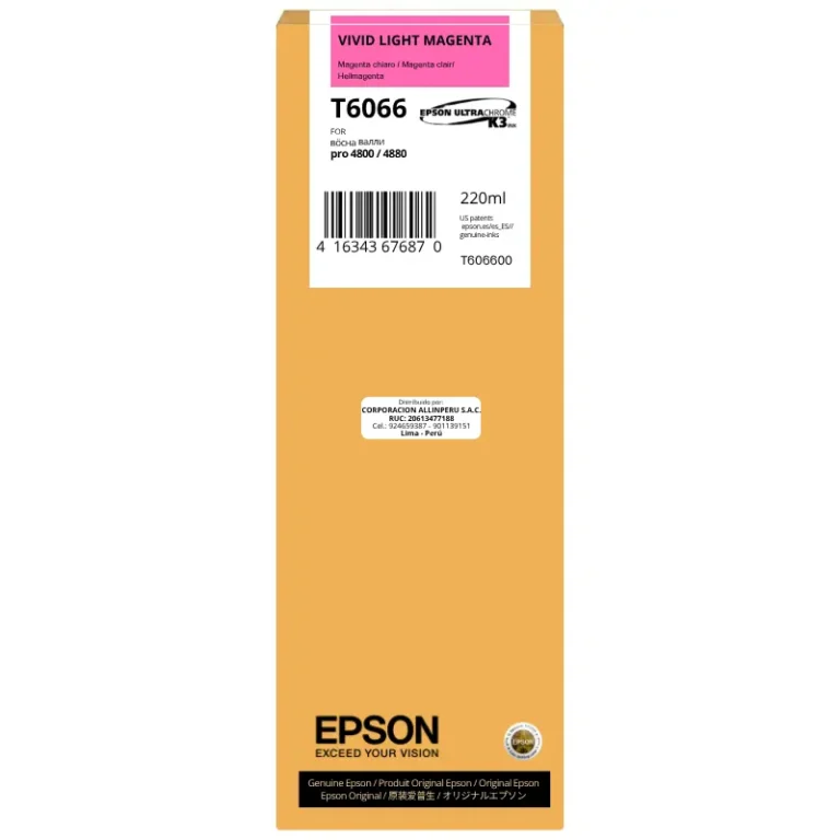 Cartucho de tinta Epson T606600 T6066 Light Magenta 220 ml original sellado