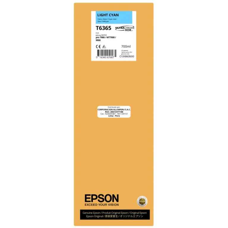 Cartucho de tinta Epson T636500 light cyan 700 ml original sellado de fábrica
