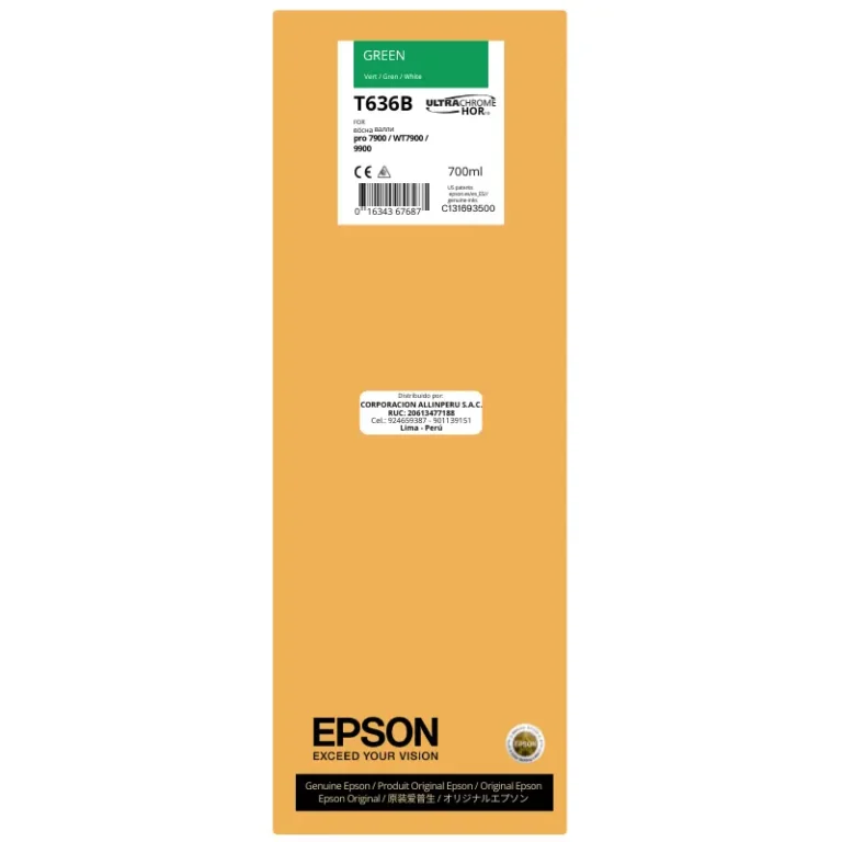 Botella de tinta Epson T636B00 Green 700 ml original sellada de fábrica