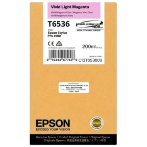 Foto de tinta Epson T653600 Vivid Light Magenta 200 ml botella original sellada vista frontal