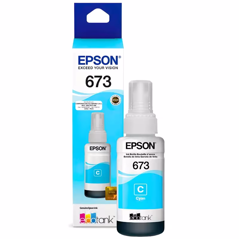 Botella de tinta Epson T673220 cian 70 ml original sellada