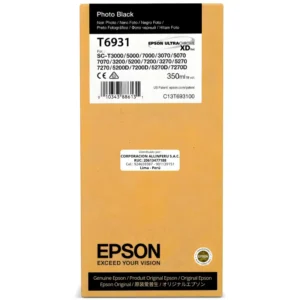 Botella de tinta Epson T693100 negro photo 350ml original sellada