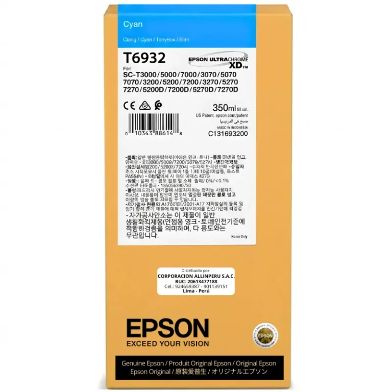 Tinta Epson T693200 cian 350 ml original sellada de fábrica