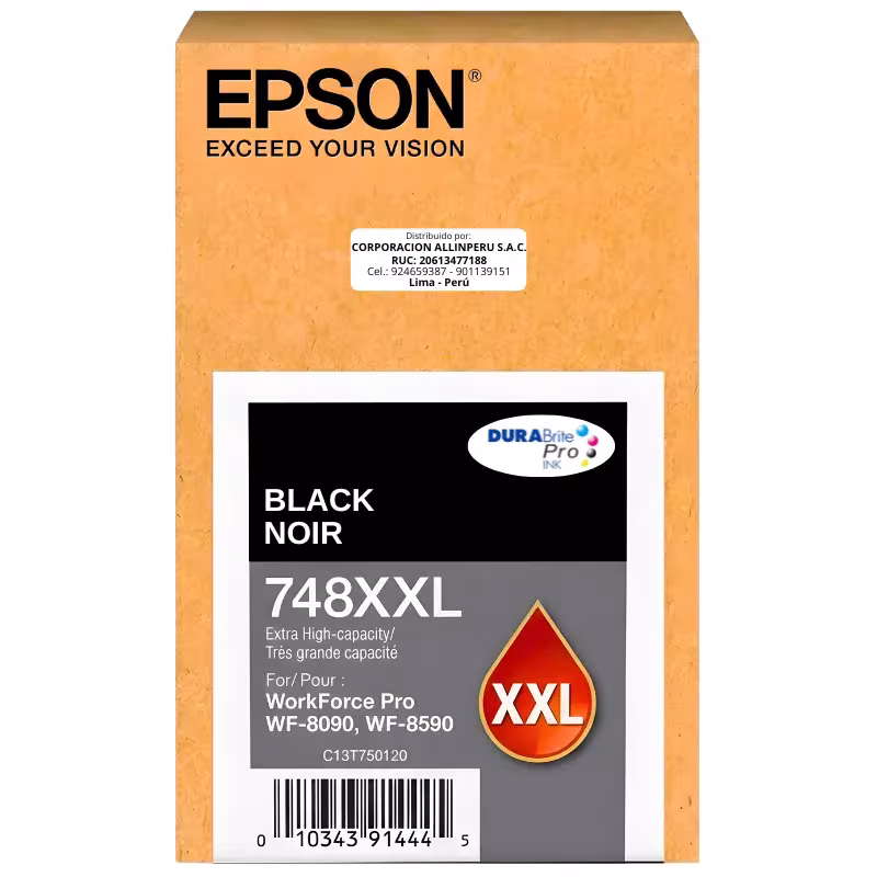 Tinta Epson T748XXL120 Negro original 202 ml sellada de fábrica