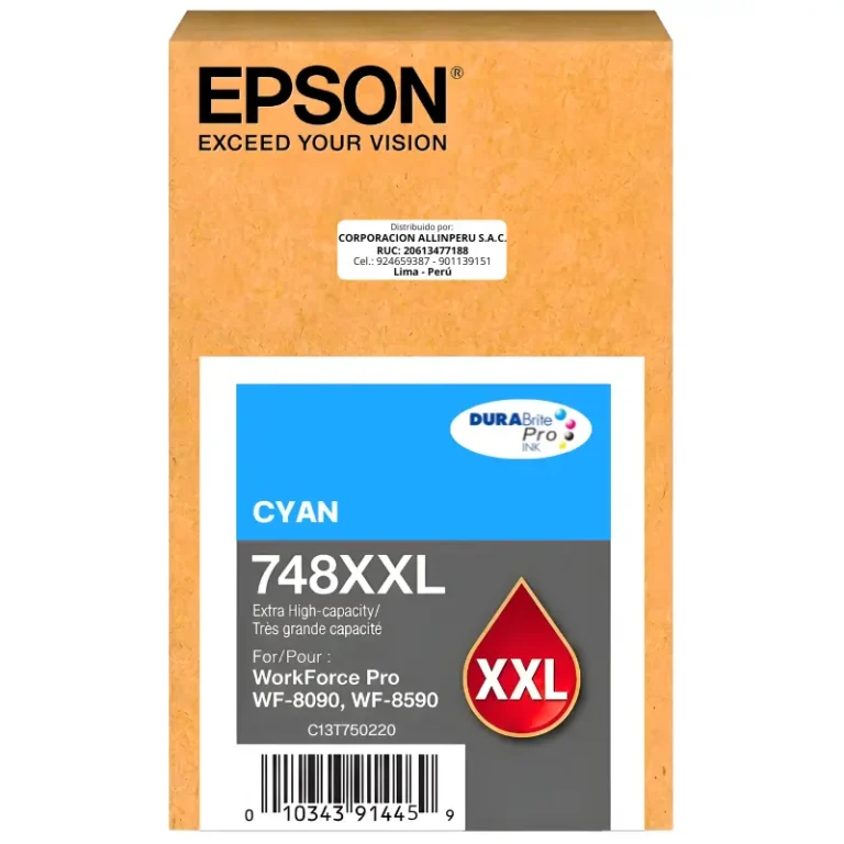 Tinta Epson T748XXL220 cyan original DURABrite Pro 69 ml sellada de fábrica
