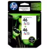 Foto de tinta HP 46 tricolor M0H59AL two pack empaque frontal