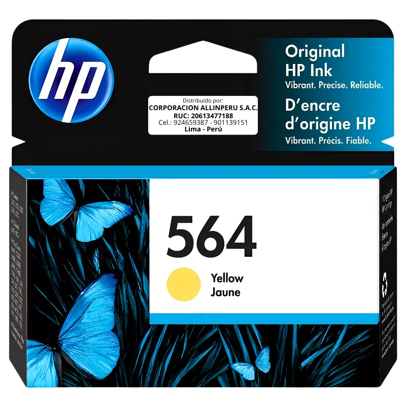 Tinta HP 564 Amarillo CB320WL Tinta HP 564 amarillo CB320WL cartucho original de frente