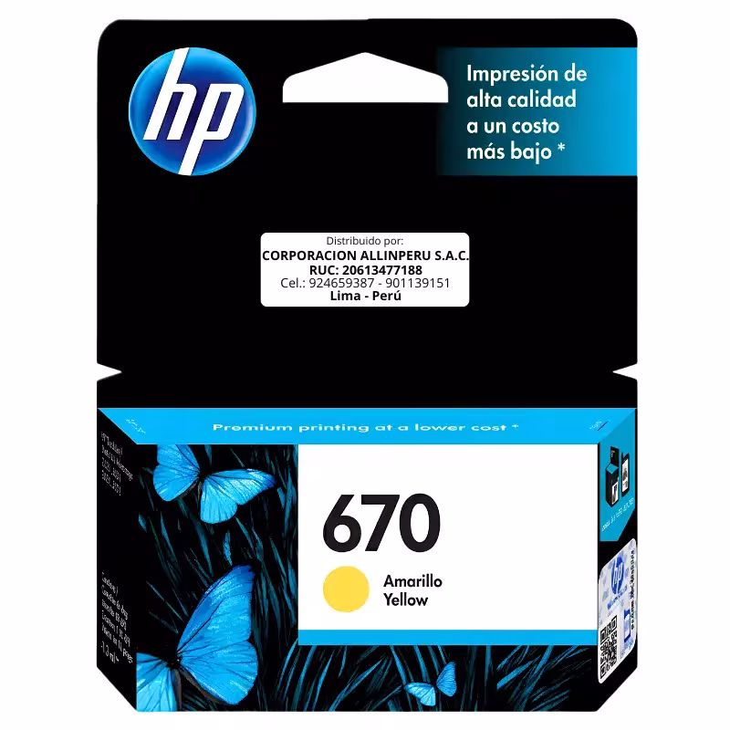 Tinta HP 670 CZ116AL amarillo cartucho original