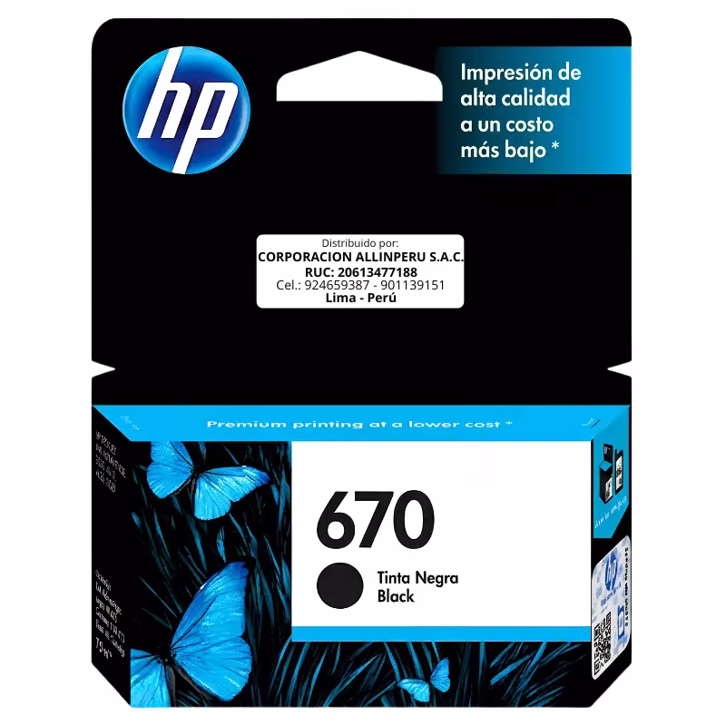 Tinta HP 670 CZ113AL negro cartucho original