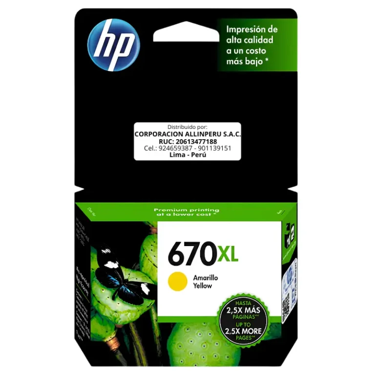 Tinta HP 670XL CZ120AL amarillo cartucho original