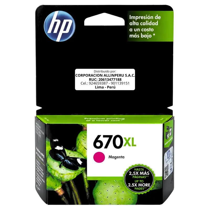 Tinta HP 670XL CZ119AL magenta cartucho original