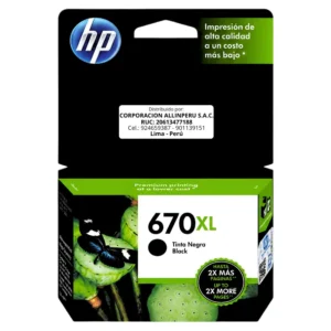 Tinta HP 670XL CZ117AL negro cartucho original