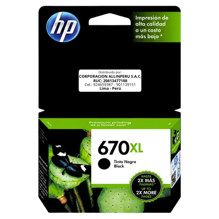 Tinta HP 670XL CZ117AL negro cartucho original