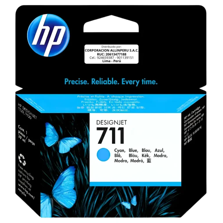 Foto de tinta HP 711 cian CZ130A de 29 ml para plotters HP DesignJet