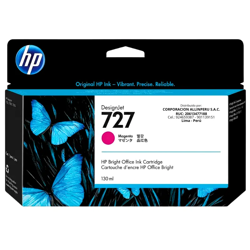 Foto de tinta HP 727 magenta 130ml código B3P20A original