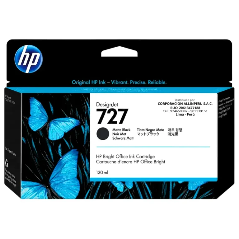 Foto de tinta HP 727 negro mate 130ml código B3P22A original