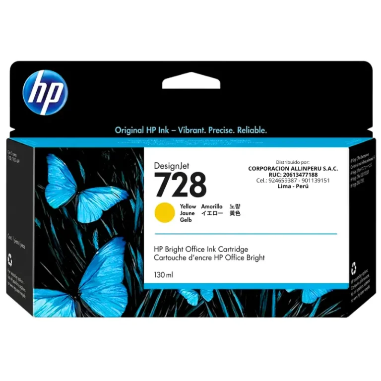 Foto de tinta HP 728 amarillo F9J65A 130ml original