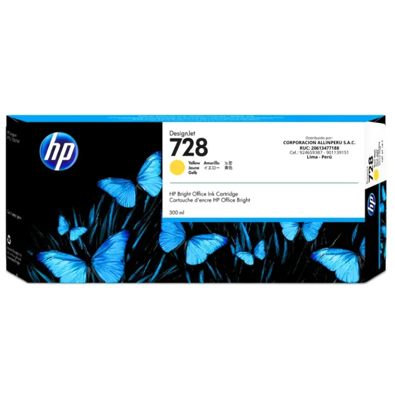 Foto de tinta HP 728 amarillo F9K15A 300ml caja original
