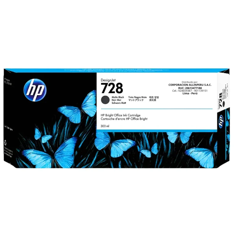 Foto de tinta HP 728 negro mate F9J68A 300ml caja original