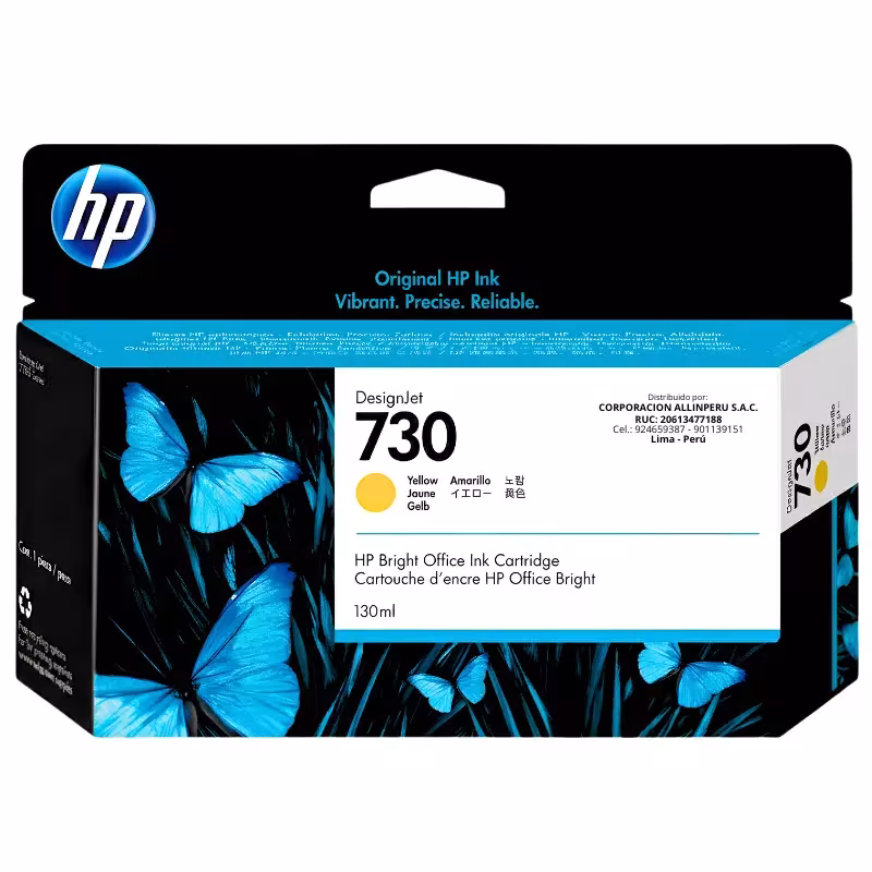Tinta HP 730 amarillo P2V64A 130ml original
