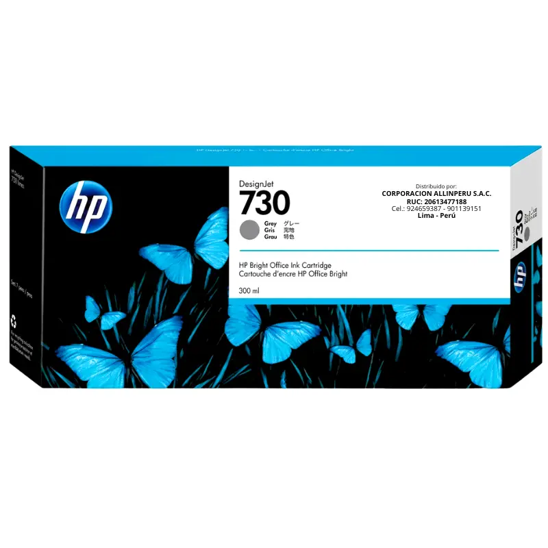 Tinta HP 730 Gris 300ml P2V72A — Original HP DesignJet Cartucho de tinta HP 730 Gris 300ml P2V72A original para HP DesignJet T1700